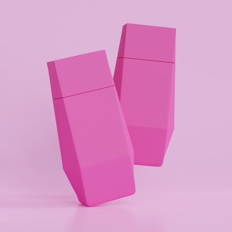 PSD botella en forma de diamante para el cuidado de la piel y cosméticos en color rosa