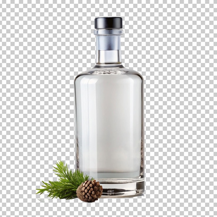 PSD botella de ginebra sobre un fondo transparente