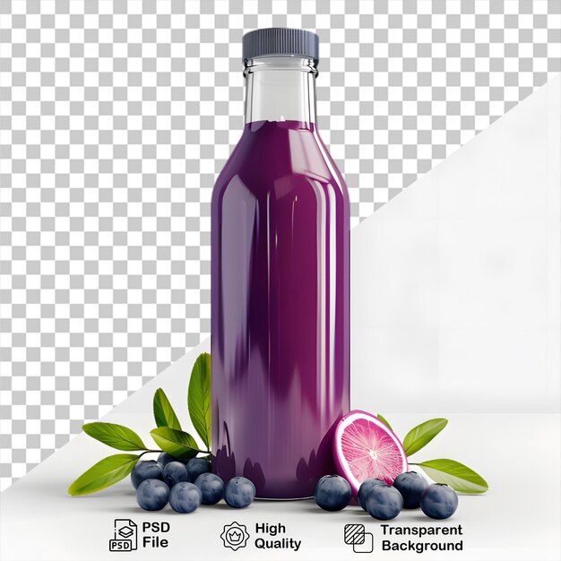 Botella de jugo de arándano fresco aislada sobre un fondo transparente incluye archivo png