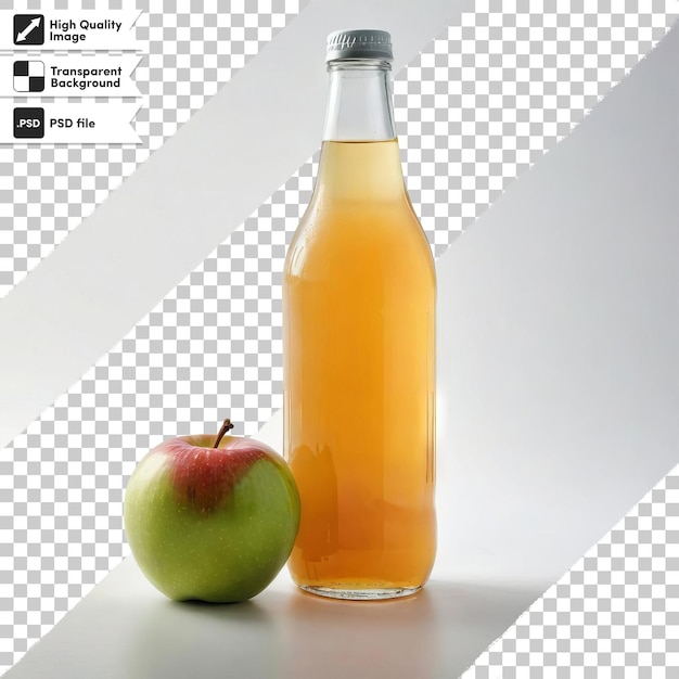 PSD una botella de jugo de manzana al lado de una manzana y una manzana verde