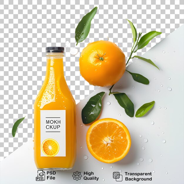 PSD una botella de jugo de naranja aislada en un fondo transparente con un archivo png