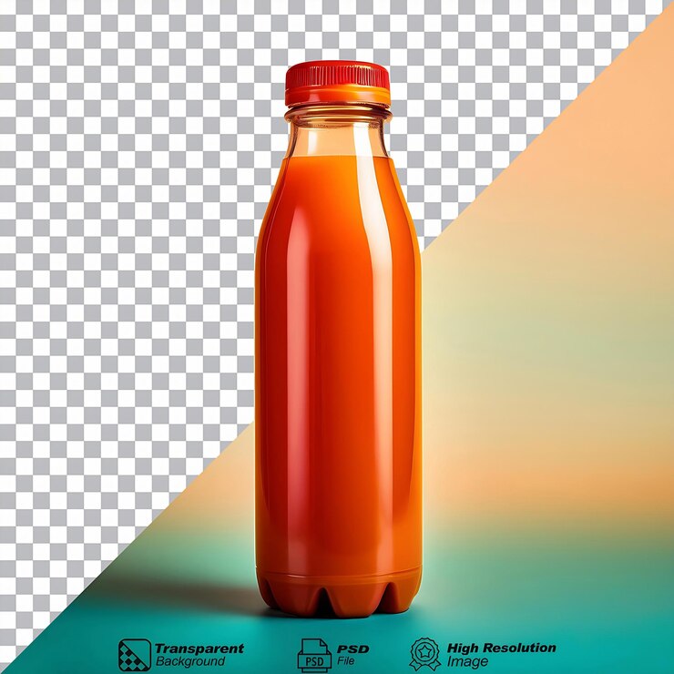 PSD una botella de jugo de naranja aislado