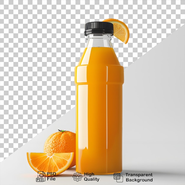 Botella de jugo de naranja fresca aislada sobre un fondo transparente incluye archivo png