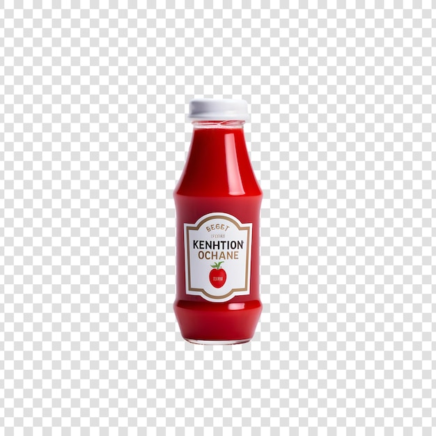 PSD una botella de ketchup de tomate picante rojo en un fondo transparente