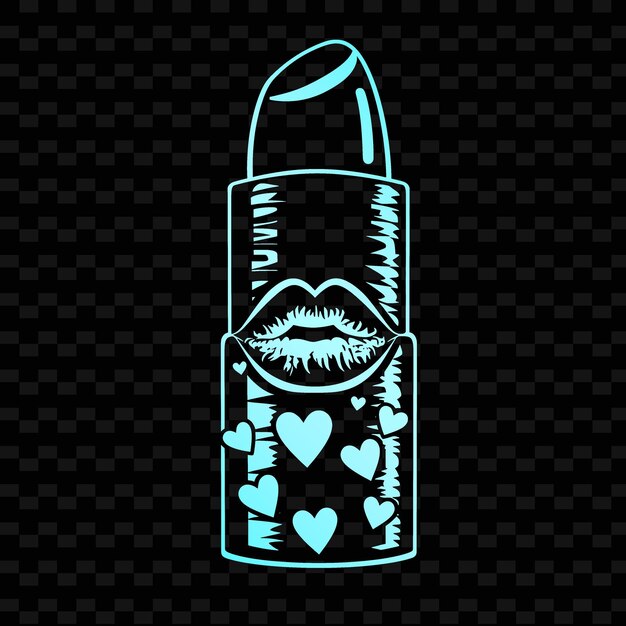 una botella de labios con corazones en los labios