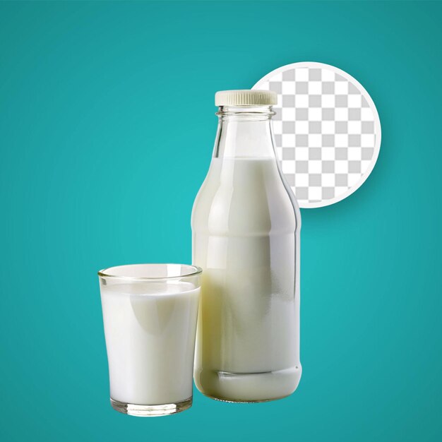 Botella de leche aislada sobre un fondo transparente