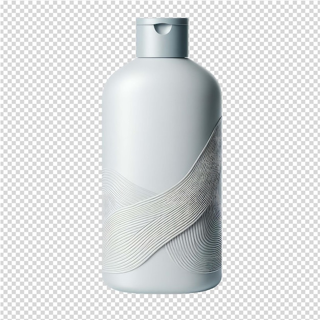 PSD una botella de líquido blanco con tapa de plata