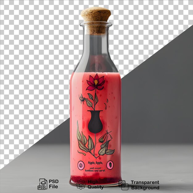 Una botella de líquido rosa que está en un fondo transparente con un archivo png