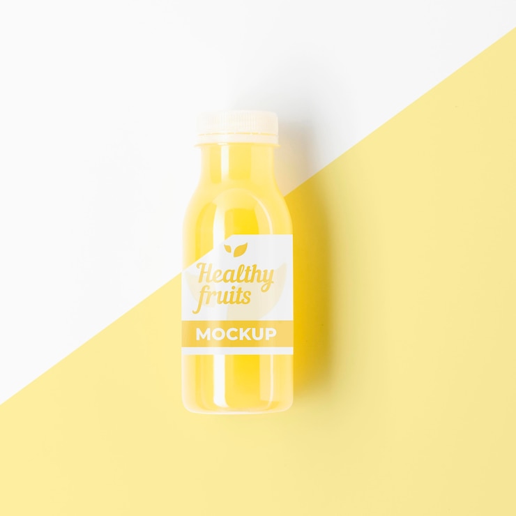 PSD botella de maqueta de batido amarillo
