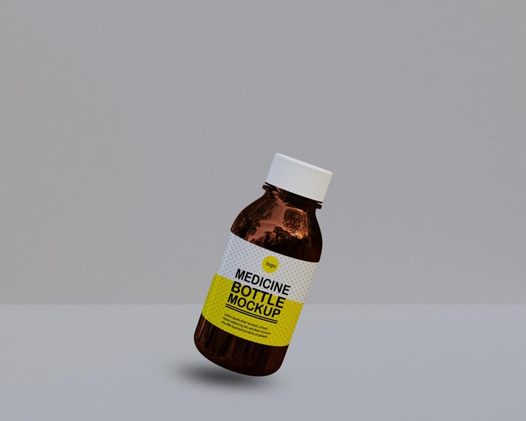 PSD botella de medicina de vidrio ambar
