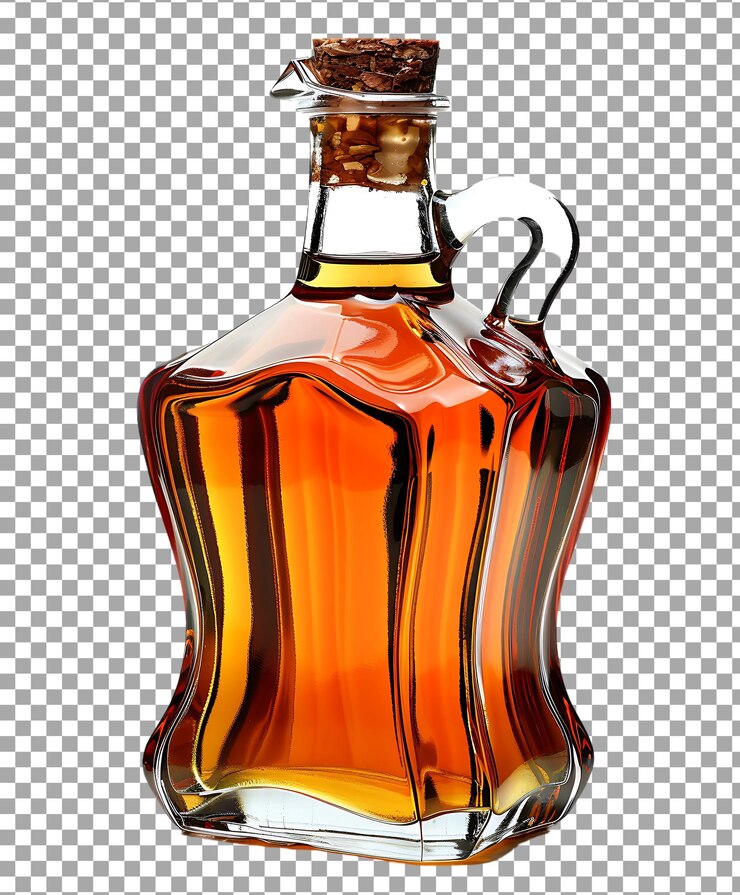 PSD botella de miel aislada sobre un fondo transparente