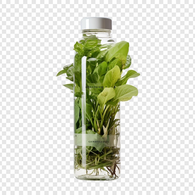PSD botella de nutrientes hidropónicos aislado sobre fondo transparente