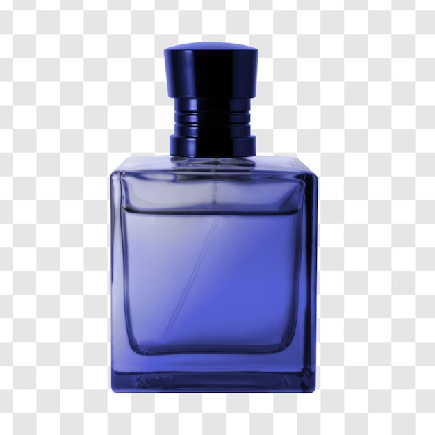 PSD botella de perfume azul psd libre png aislado sobre un fondo transparente
