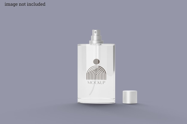 Botella de perfume con maqueta de caja