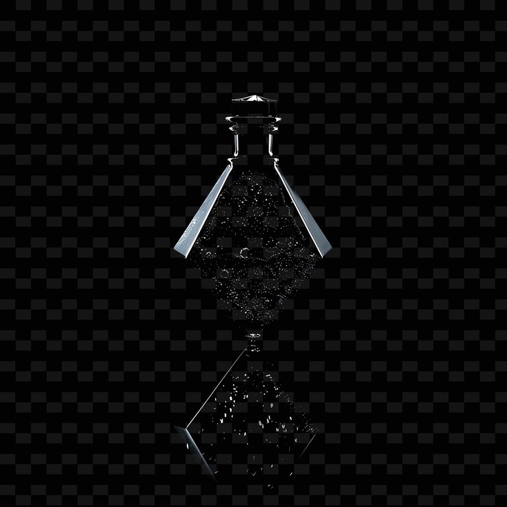 PSD una botella de perfume se sienta en un fondo negro