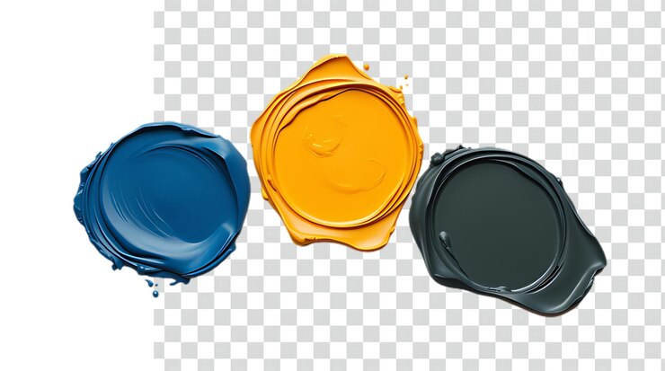 PSD una botella de pintura azul y naranja con un color azul y anaranjado
