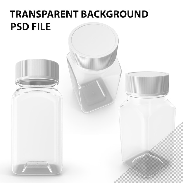 Botella Plastica Cuadrada 2oz 60ml Cerrada PNG
