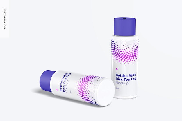 Botella de plástico de 22 ml con maqueta de tapa superior de disco, caída