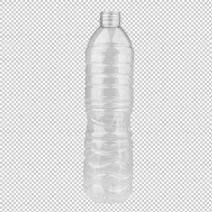 PSD botella de plástico aislada sobre fondo blanco