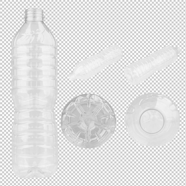 Botella de plástico aislada sobre fondo blanco