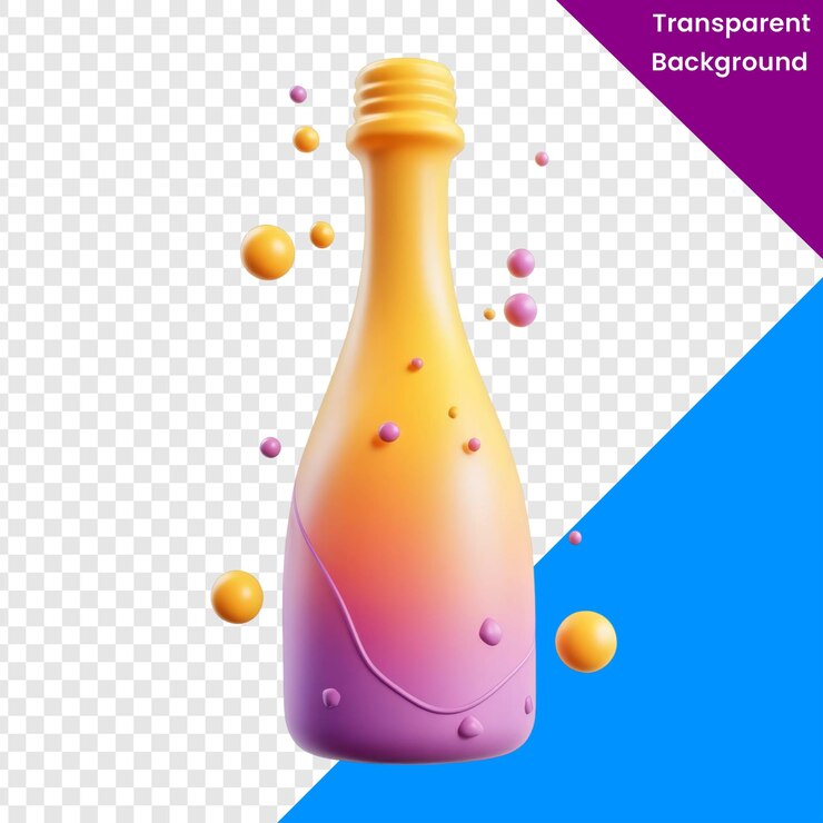 PSD botella png con salpicaduras en un fondo transparente