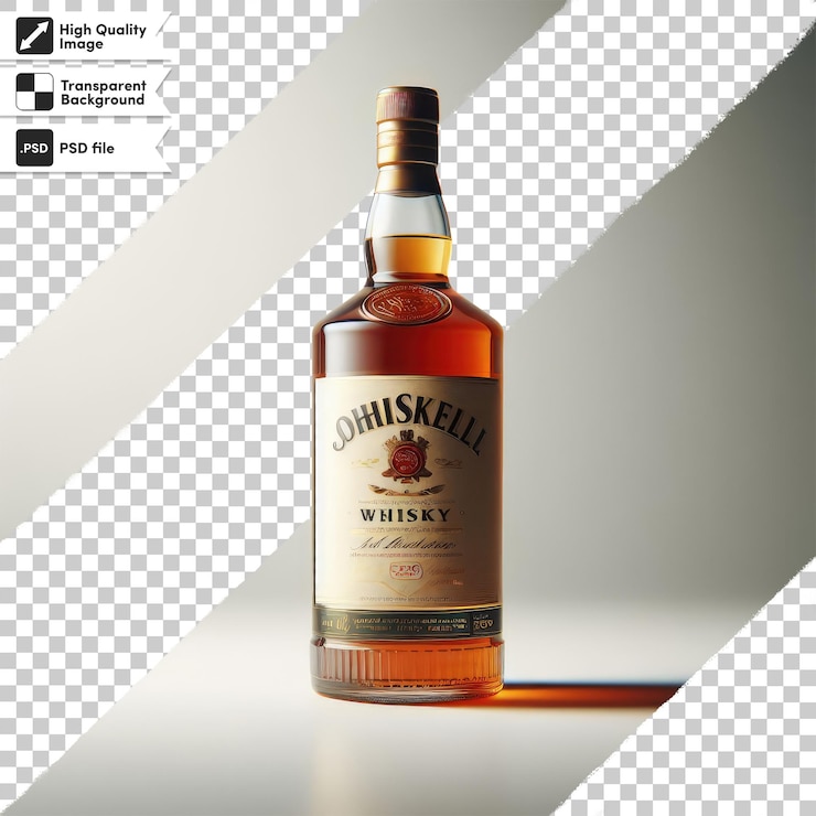 PSD botella psd de whisky alcohólico sobre un fondo transparente