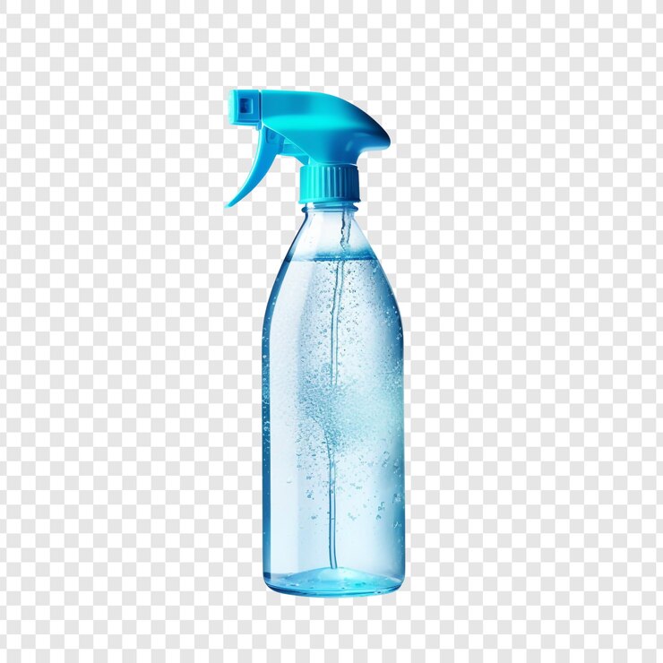 PSD botella de pulverización aislada sobre un fondo transparente