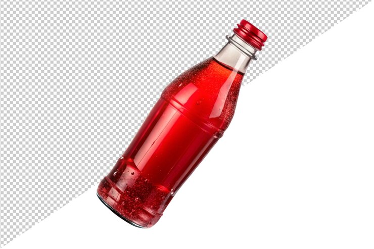 PSD una botella de refresco rojo con un fondo blanco