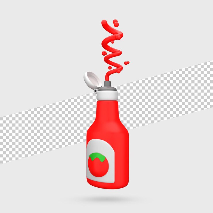 PSD botella de salsa de tomate 3d render