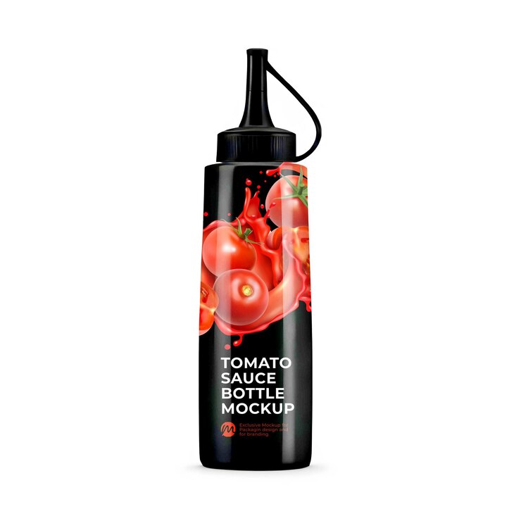 PSD botella de salsa de tomate