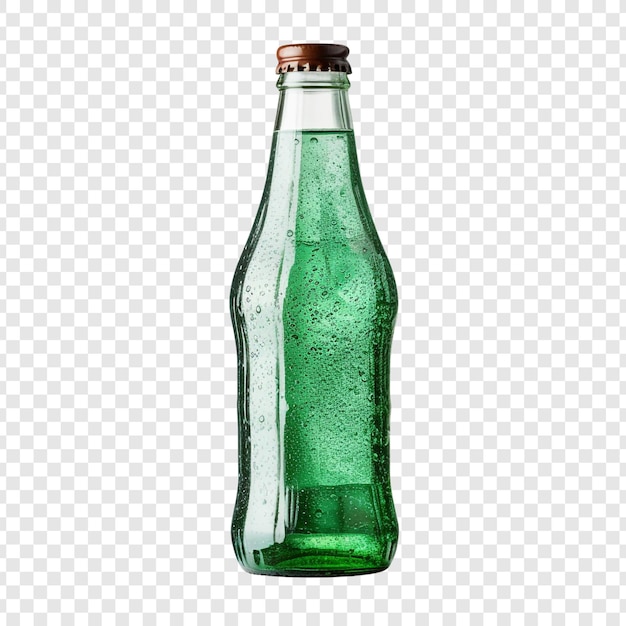 Botella de soda aislada sobre un fondo transparente