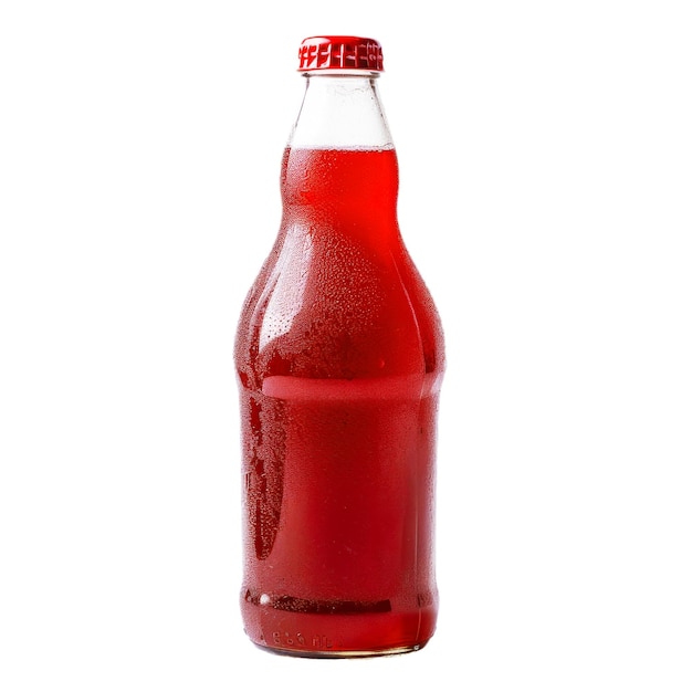 Botella de soda roja en un fondo aislado