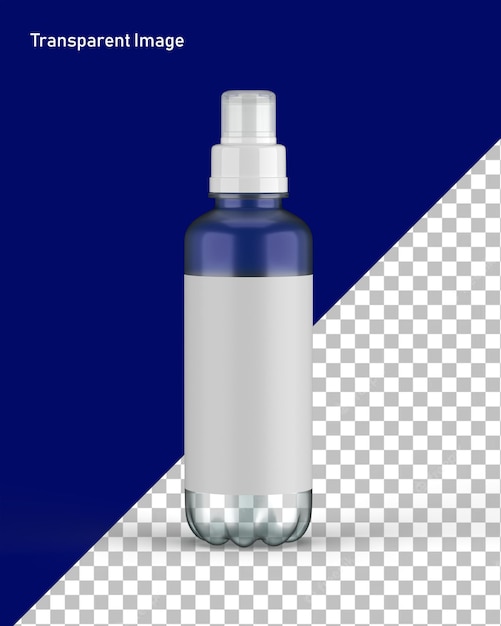 Una botella de spray antibacteriano con fondo azul.