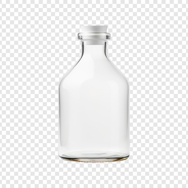 PSD una botella transparente de líquido transparente con una tapa transparente