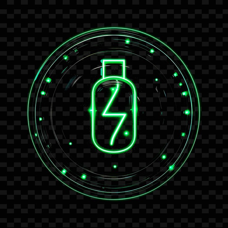 PSD una botella verde de alcohol con un letrero de neón verde en el fondo negro
