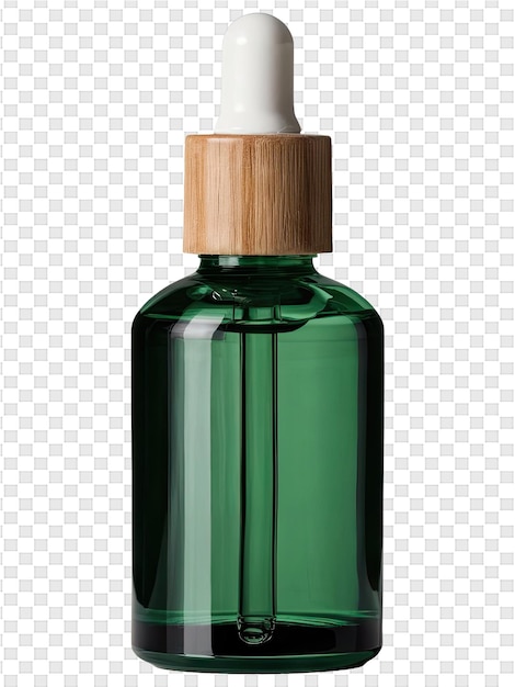 Una botella verde de líquido verde con una tapa blanca
