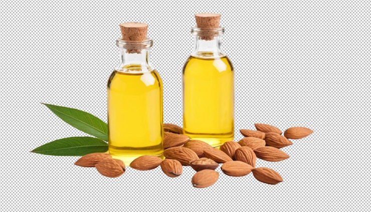 PSD botella de vidrio con aceite de almendra para la hidratación diaria