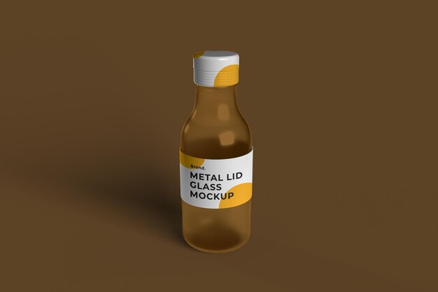 Botella de vidrio de ámbar con tapa de metal