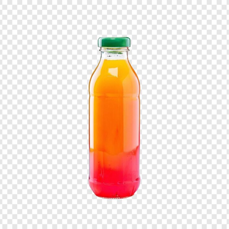 PSD botella de vidrio de bebida de jugo de capas rojas y naranjas
