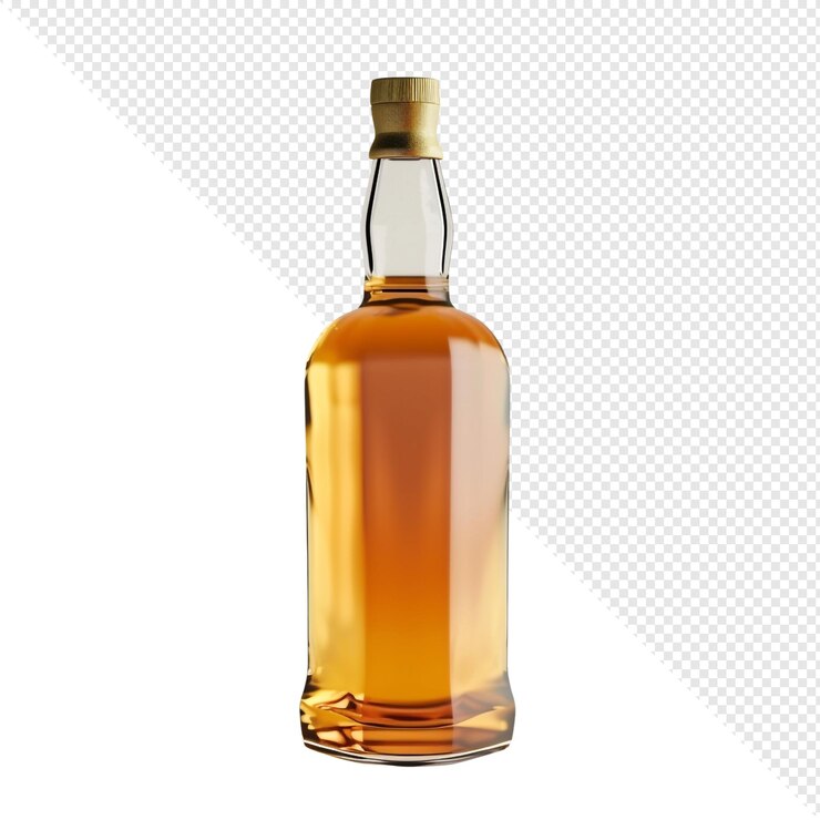 PSD una botella de vidrio con líquido de ámbar