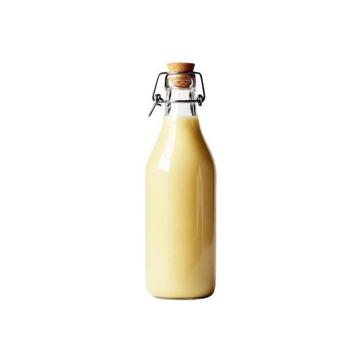 PSD botella de vidrio de ponche de huevo con tapa de corcho