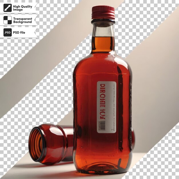 PSD botella de vidrio rojo psd en fondo transparente con capa de máscara editable