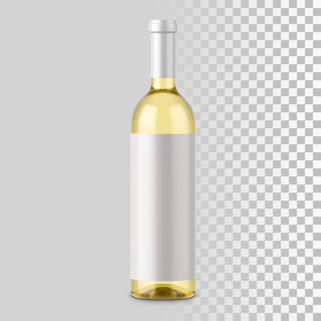 PSD botella de vino blanco en blanco aislada en fondo gris apta para su proyecto de maqueta