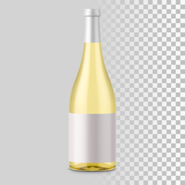 Botella de vino blanco en blanco aislada en fondo gris apta para su proyecto de maqueta