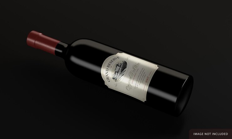 Botella de vino con diseño de maqueta de etiqueta