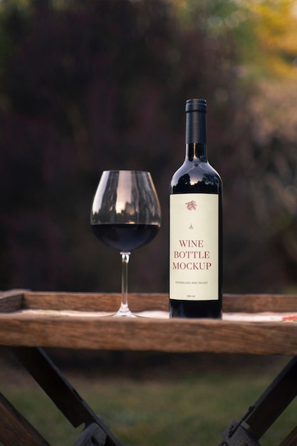Botella de vino con maqueta de vidrio