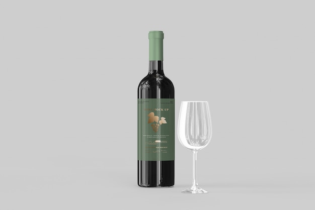 Botella de vino con maqueta de vidrio