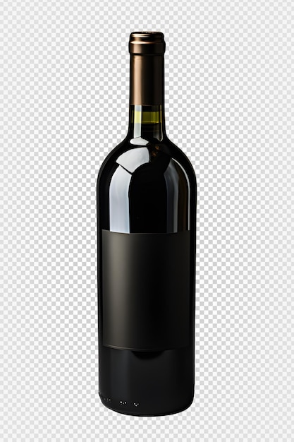 PSD botella de vino negro png botella de vino aislada en un fondo transparente generativa ai