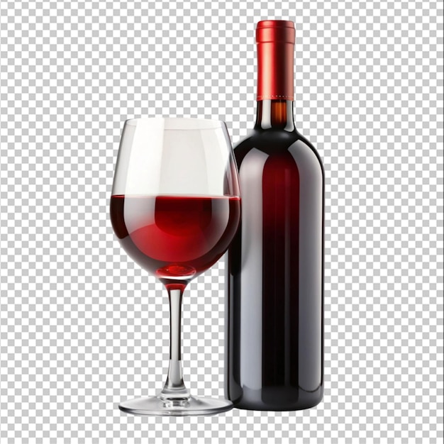 botella de vino rojo y bebida de vidrio de alcohol aislada sobre un fondo blanco