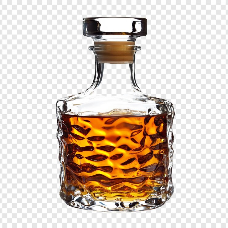 PSD una botella de whisky con una llama en la etiqueta